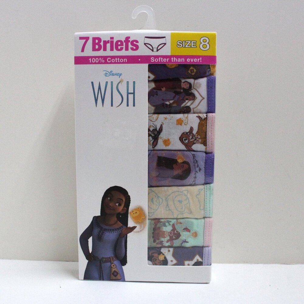 7 Pair Girls NWT 100% Combed Cotton Disney Wish Size 8 Briefs